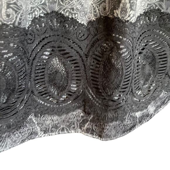 To The Max Black Grey Paisley Chiffon Dress Sz SMALL Lace Regency Whimsygoth - Picture 5 of 11